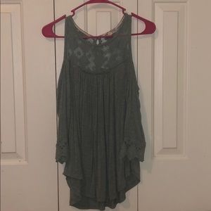 Bluish greenish off and on the shoulder top